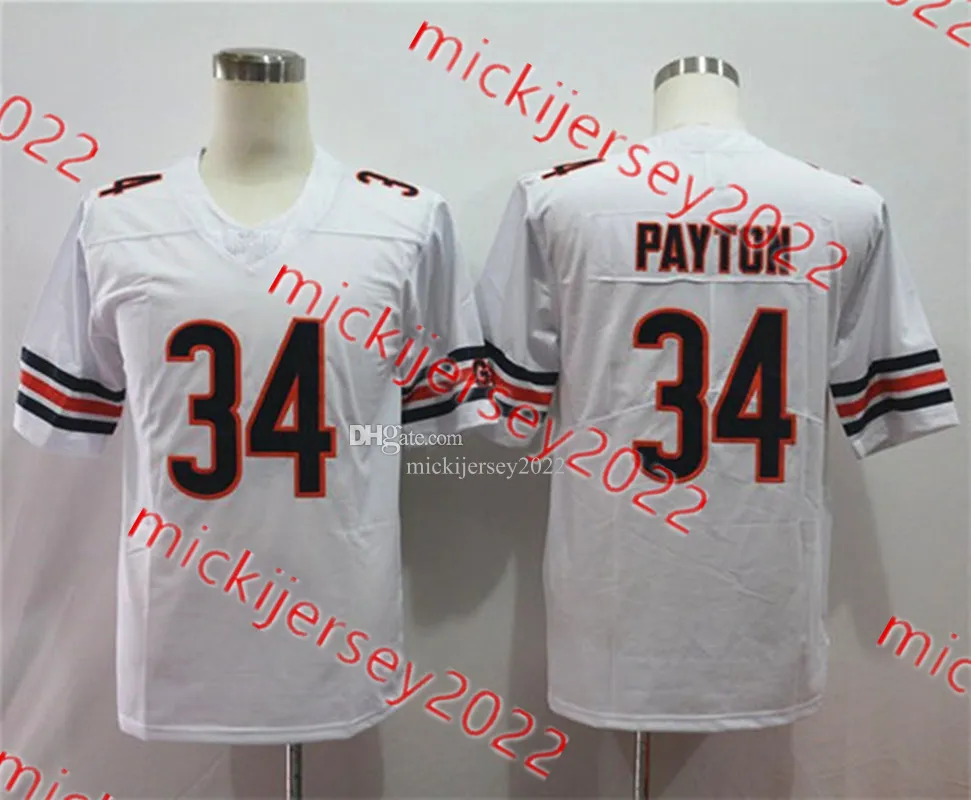 Maillots de football masculin authentiques Justin Fields D.J.Moore Walter Payton Darnell Wright Cousued Jerseys Tailles S 3XL