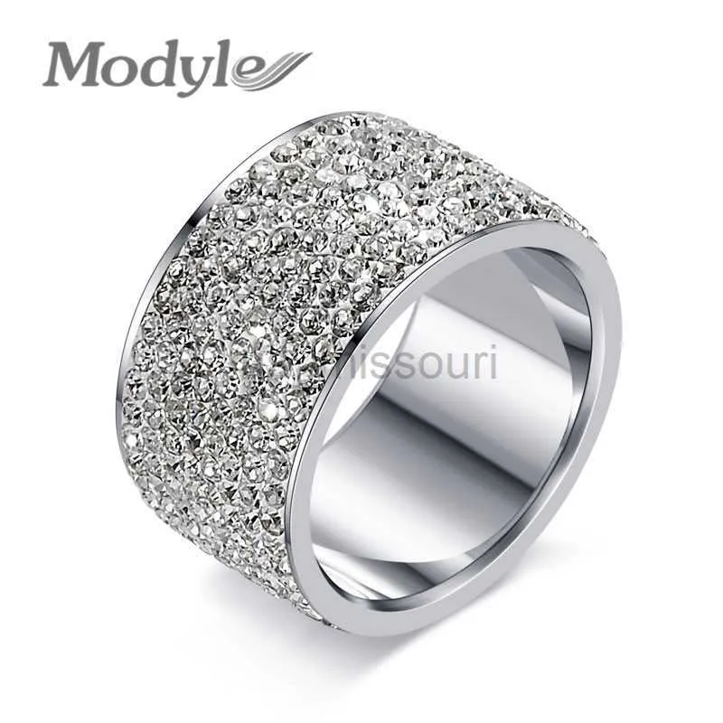 Anéis de banda Modyle Fashion Full Crystal Big Wedding Rings For Women Romantic Aço Inoxidável Anel Bague Femme GoldColor Ring Feminino J230531