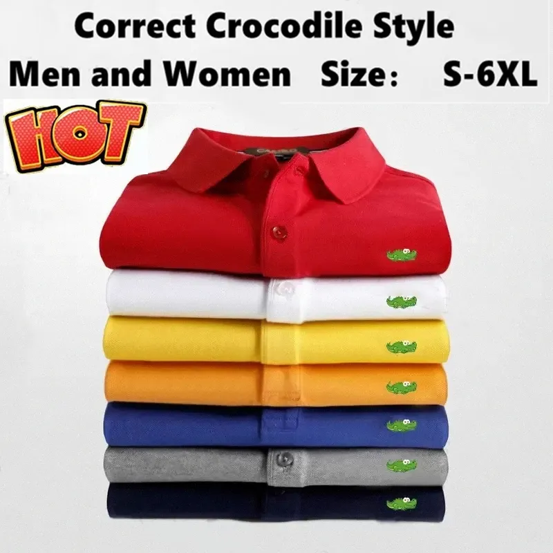 Clássico Designer Pólos Camisa Casual Bordado T-Shirt Masculino T-Shirt Verão Lapela Crocodilo Negócios Marca Pólo Masculino Moda Homem Feminino Animal Print Homme Oversized