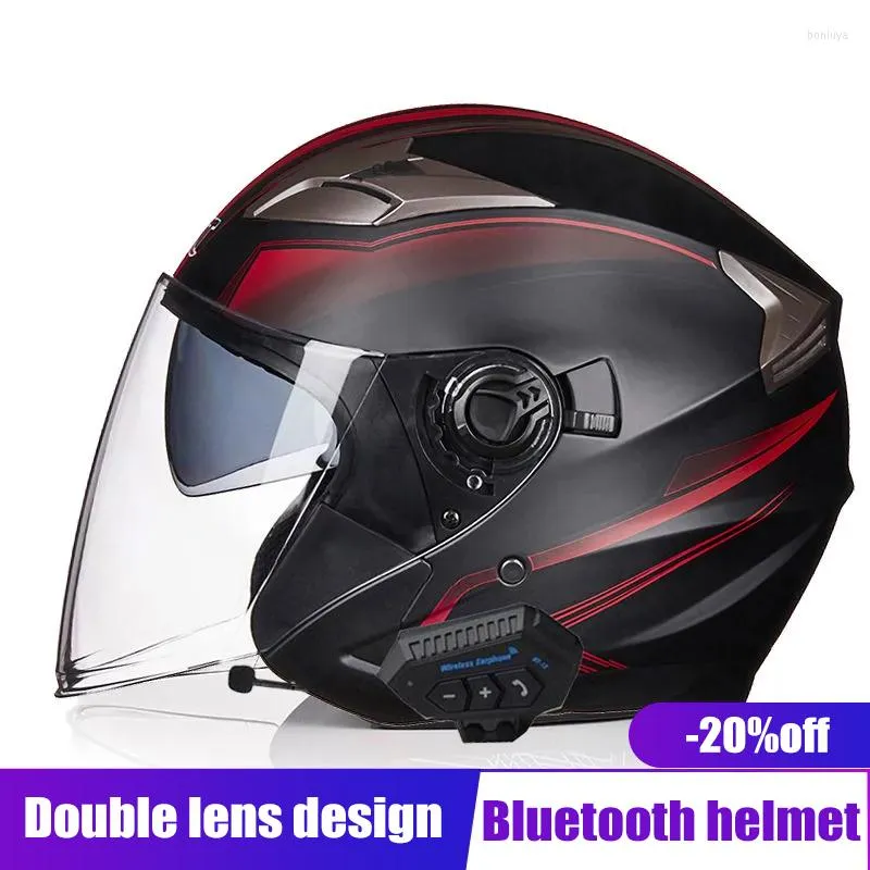 Motosiklet Kaskları Bluetooth kask Çift Ayna Yarım Erkek ve Kadınlar Dört Seasons Evrensel Güvenlik