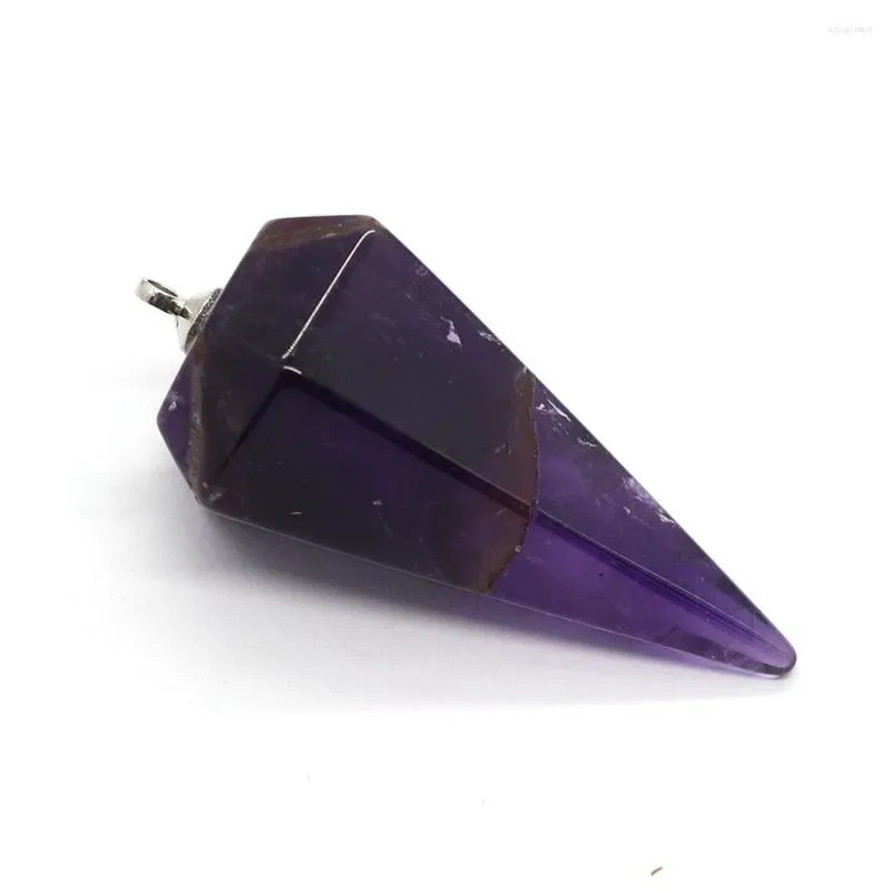 Charms 1pcs Natural Stone Faceted Hexagon Pendant Amethyst Can Be Used For DIY Ladies Exquisite Necklace Birthday Gift Size 17x40mm