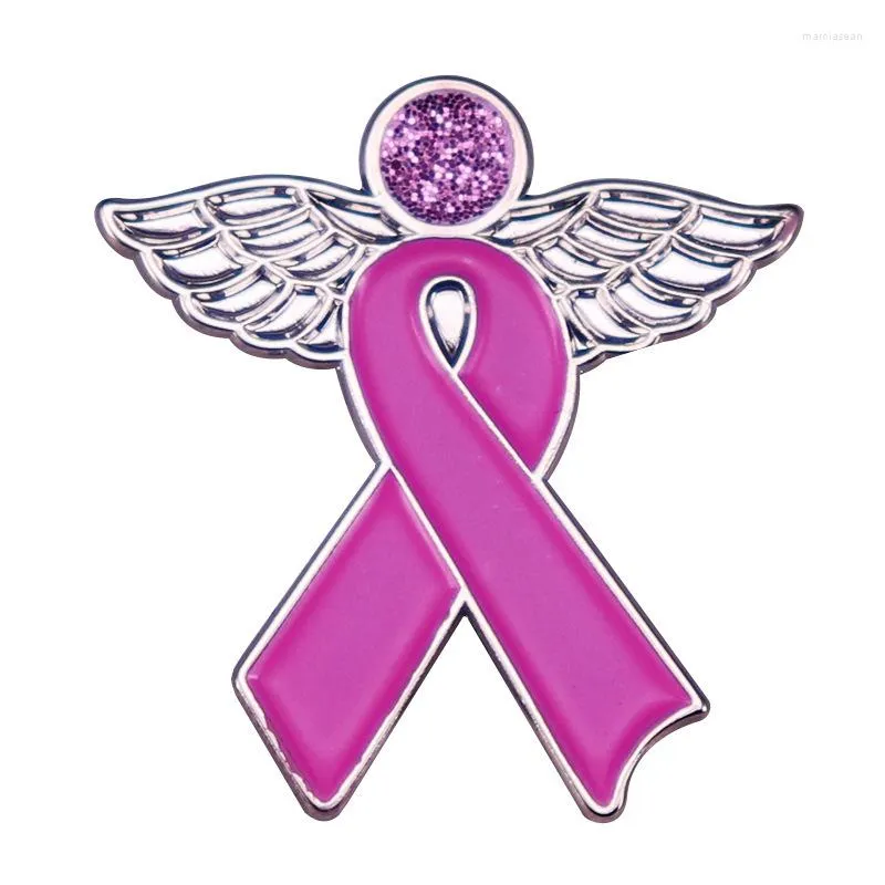 Broches PBR061 Ruban Rose Naissance Parents Cancer Du Sein Mères Infirmières Sensibilisation Ange Épinglette Santé Badges Broche Pour Femmes Bijoux