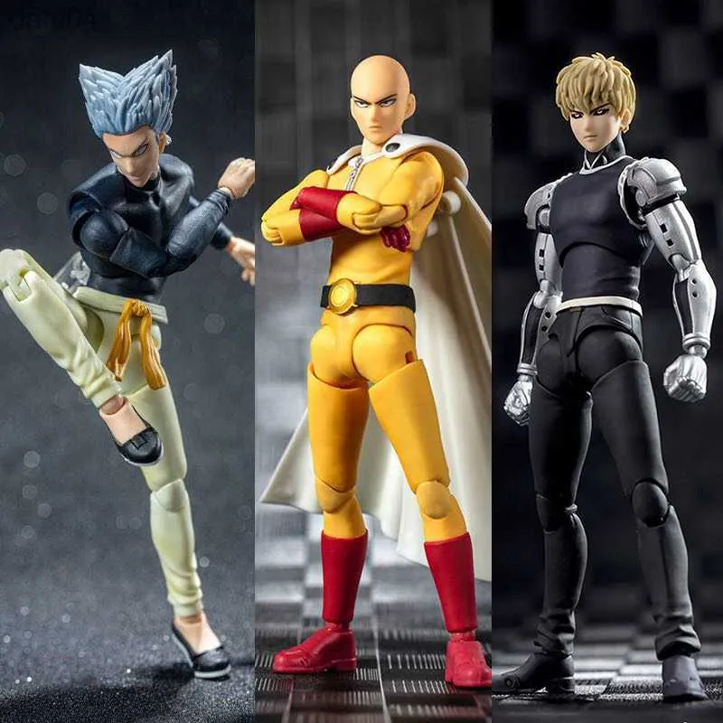 在庫のマンガdasinモデルgreattoys gt one punch man figures saitama genos garou shf pvc action figure anime toys fight l230522