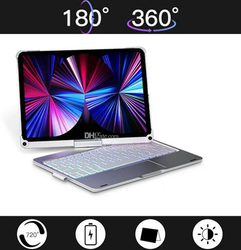 360 -Grad -Rotation Magic Keyboard Hüllen für iPad Pro 10.9 "12,9 Zoll iPad Air 4 5 mit intelligenten Touchpad -Hintergrundbeleuchtung Leder Bluetoorh Coverhalter Hülle gegen MacBook Mini