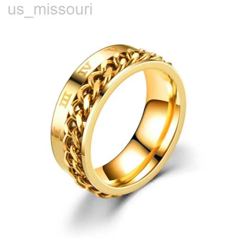 Band Titanium Steel Rotatable Chain Couple Ring Anxiety Multifunctional Jewelry Fashion 8mm Fidget Spinner Rings Power_voghion.com