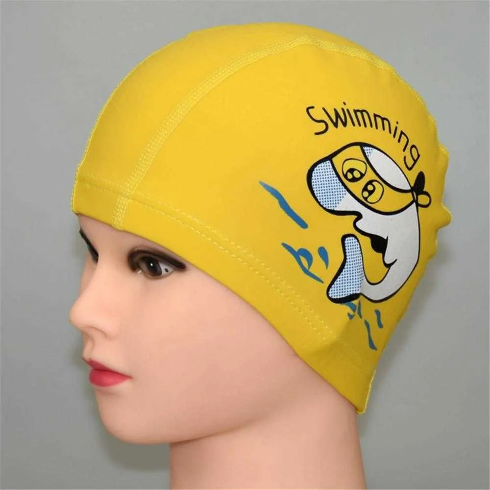 Simning Caps Pu Fabric Cute Cartoon Children's Swing Cap Customized Printing Summer Waterproof Sports Protective Earcaps P230531