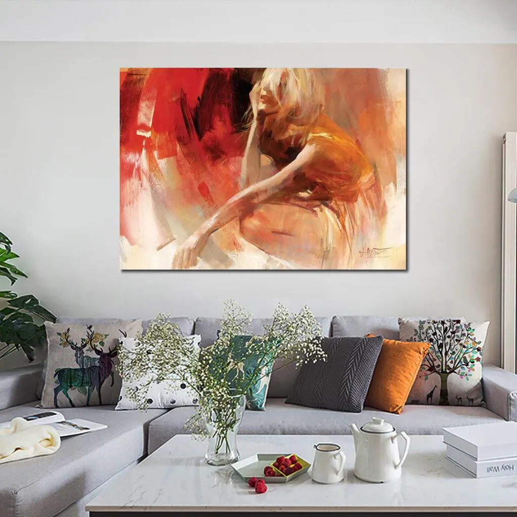 Handbeschilderd canvas kunst impressionistisch speels Willem Haenraets kunstwerk voor restaurant wanddecoratie