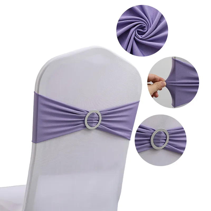 Noeuds de dossier de chaise sans attache ceintures de chaise pour couverture de chaise de banquet de mariage bande de couverture de chaise de ceinture extensible avec boucle pour décorations de fête d'anniversaire fournitures de mariage