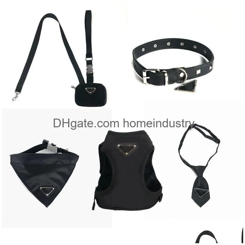 Dog Collars Leashes Designer Collar Set Pu Leather Soft Air Mesh