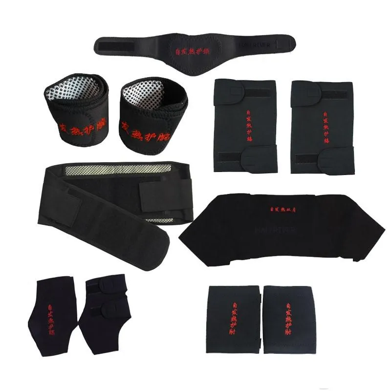 マッサージ11pcs/set set self hieting tourmaline belt磁気療法首の肩の姿勢膝のサポートブレースマッサージ製品