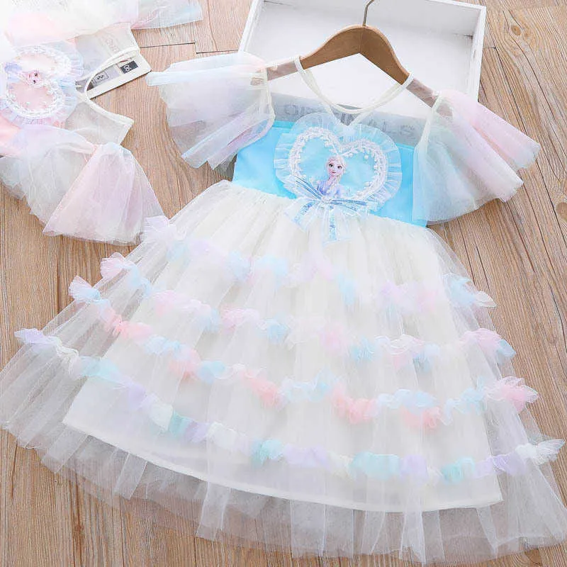 Robes de fille New Girls Princess Dress Summer Children's Super Immortal Colorful Cake Mesh Jupe Robe de soirée pour enfants fille AA230531