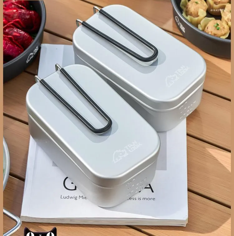 食器セットアルミニウムランチボックスアンチスカルディング便利な屋外キャンプ用食器多機能旅行料理の調理ツール飾り