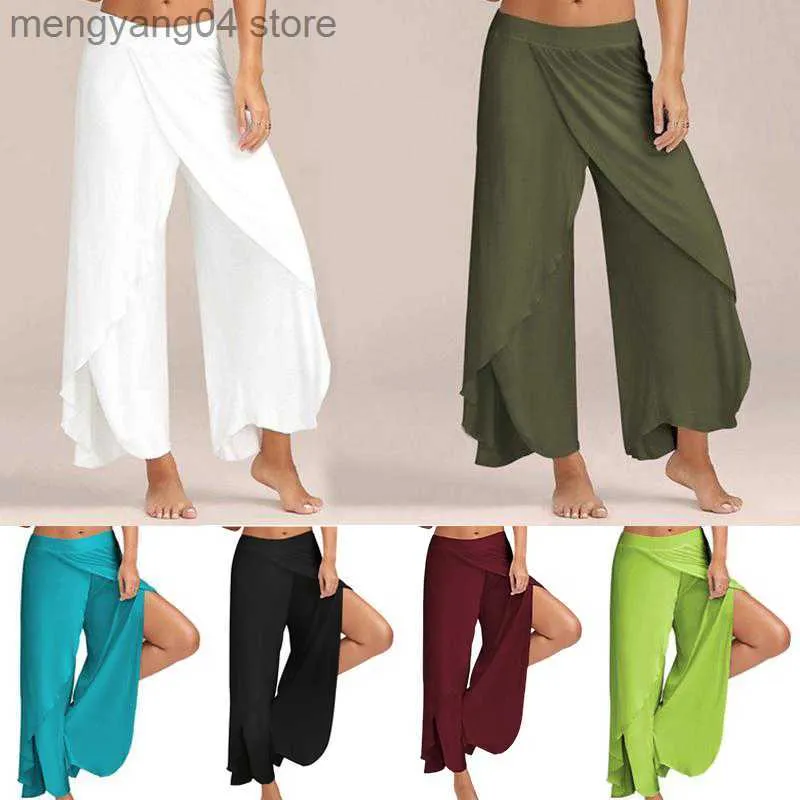 Kvinnor Pants Capris Kvinnors plus storlek Löst fitnessdansyoga Pants Kvinnor Elastic Casual Work Summer Wide Leg Pants Women T230531