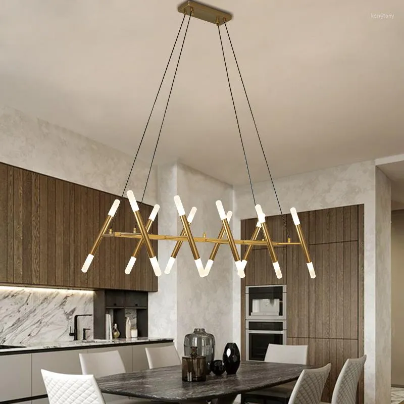 Lampadari Lampade a sospensione Lampadario a Led Moderno Stilista di moda Soffitto in oro nero Art Déco per cucina Soggiorno Lampada da letto a soppalco