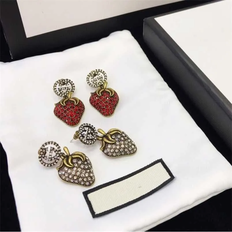 20% off 2023 New designer jewelry bracelet necklace ring Earrins 925 sterlin diamond studded peach heart strawberry simple earrings
