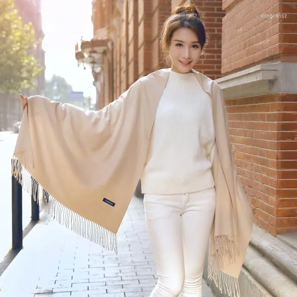Scarves 180 70cm Scarf Female Spring And Autumn Solid Color Faux Cashmere Tassel All-match Long Summer Air-condition Warm Dual-use Shawl