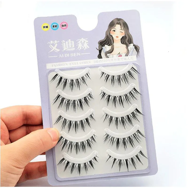 False wimpers 35 paar Manga Lashes Hand Dikke Tapered Cross Messy Soft Natural Fake Daily Dating Makeup Tools 230530