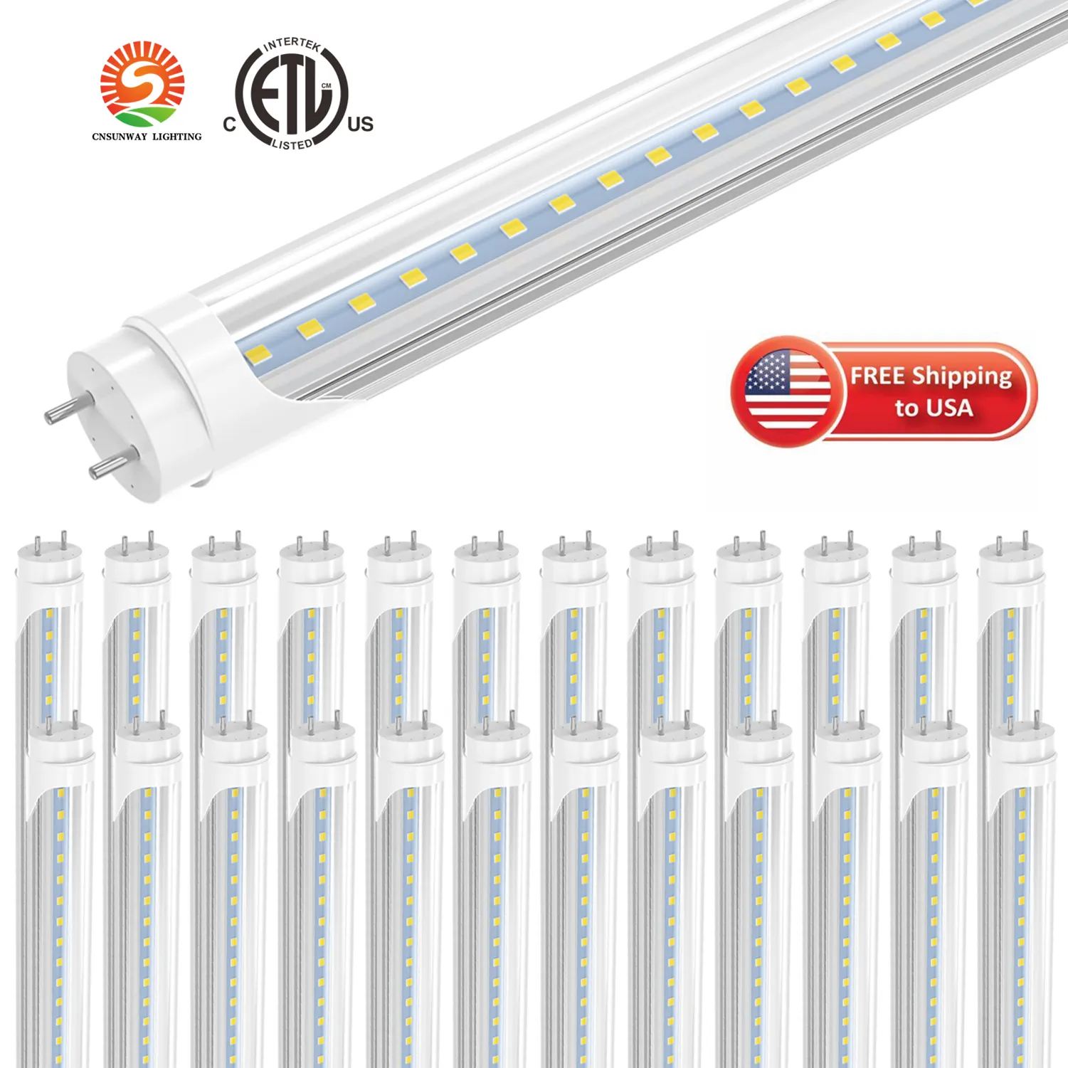 미국 주식 4ft 1.2m T8 Led 튜브 조명 높은 슈퍼 밝은 22W 따뜻한/차가운 흰색 Led 형광 튜브 전구 G13 Bi-pin AC 85-265V 상점 차고 ETL 교체