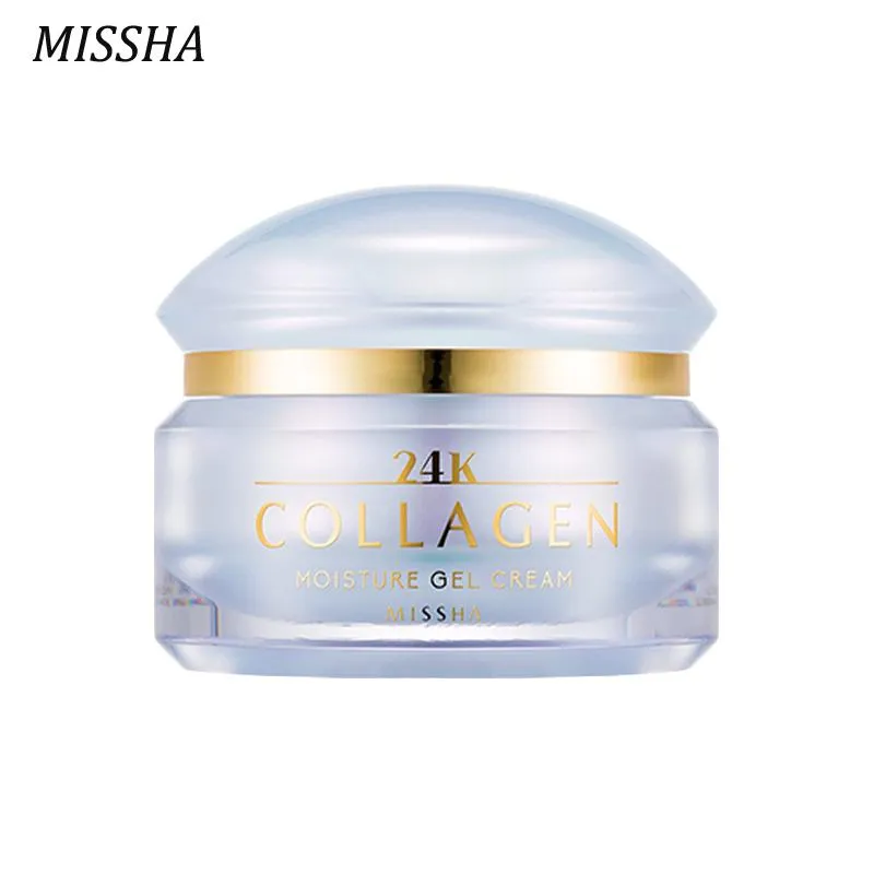 Sun Missha 24K Collagen Moisture Gel Cream 50 ml Anti Aging Ansiktsförbundna Ta bort rynkor Skinvård Vitning Mois Korea kosmetika