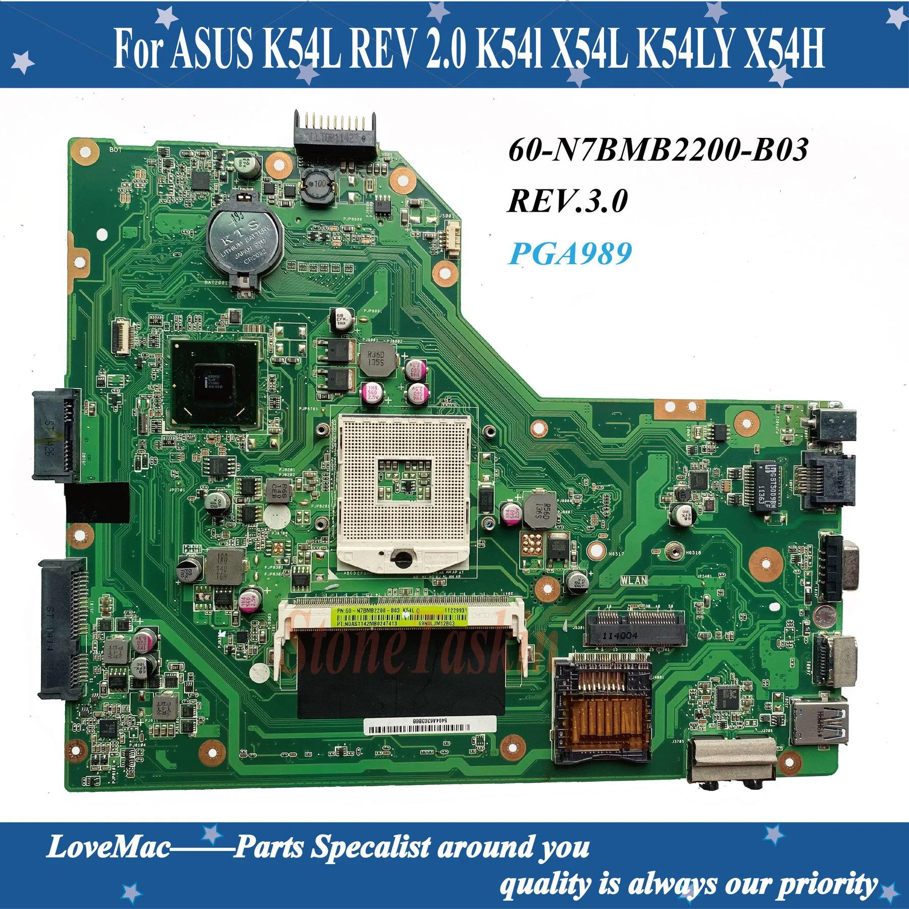 Motherboard hohe Qualität 60N7BMB2200B03 für ASUS K54L Rev 2,0 K54L X54L K54C X54H Laptop Motherboard Mainboard DDR3 100% getestet