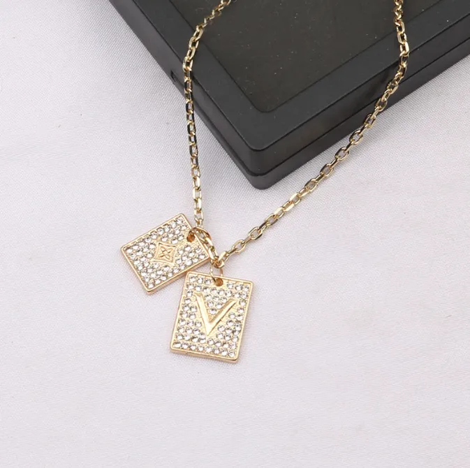 Gold Silver Brand Designer Classic Style V Letter Necklace Link Chain ...