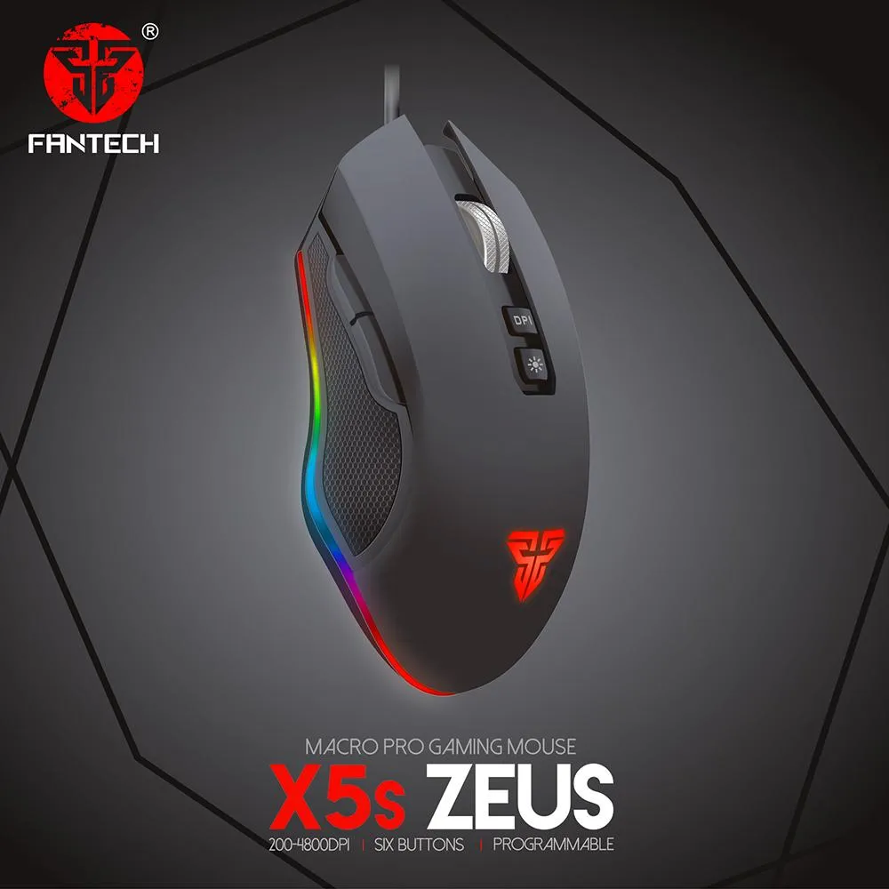 マウスFantech X5S USB Wired RGB Gaming Mouse 4800 DPI 7ボタンプログラム可能な人間工学マウスPCコンピューターゲーマー向け