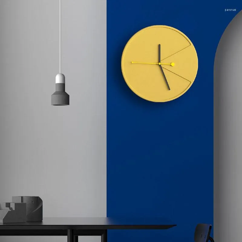 Wandklokken Esthetische Cement Gele Grote Klok Moderne Minimalistische 3d Mute Horloges Reloj Mesa Industriële Stijl Home Decor XF10YH