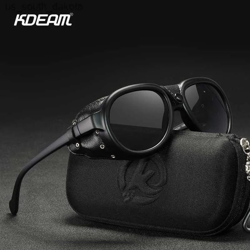 2023 KDEAM Haute Qualité Hommes Femmes Steampunk Lunettes De Soleil De Marque Designer En Plein Air Conduite Punk Lunettes De Soleil UV400 Cool L230523