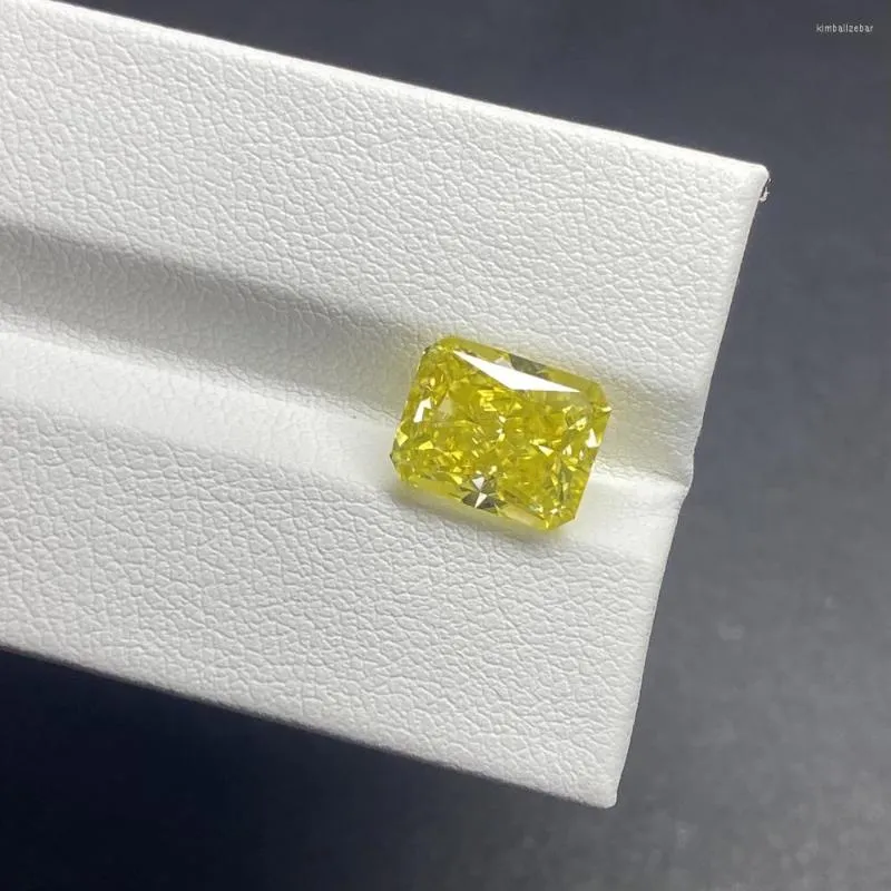 Lösa ädelstenar meisidian strålningsform 8x10mm 4 karat krossad klippt moissanite vivied fancy gul diamant