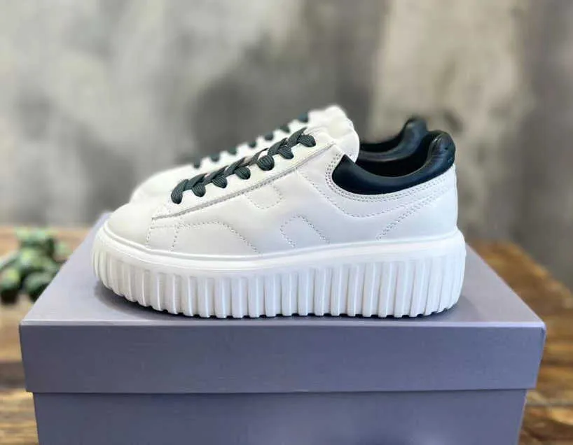 H STRIPES sneakers Luxury designer shoes Mens Womens Trainer White Black Platform Leather Height Increasing Sneakers Running Shoes