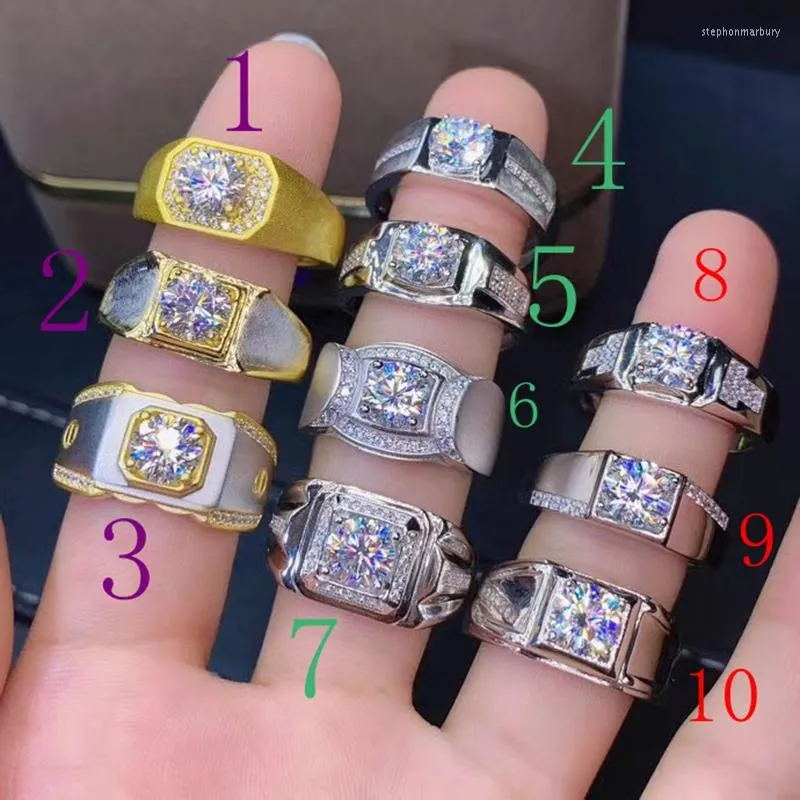 Cluster-Ringe, Herrenring, 925er Silber, einteilig, zum Preis, zertifizierter Moissanit-Edelstein, glänzend, besser als ein Diamant-Verlobungsdiamant, Größe 6,5 x 6,5 mm