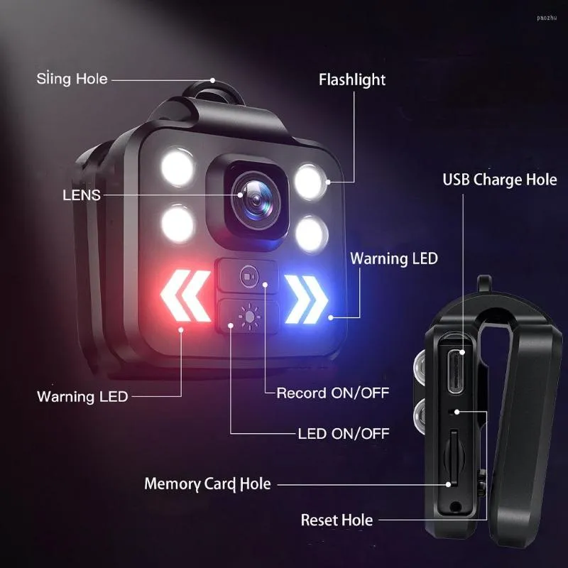 Caméscopes Mini corps caméra enregistreur vidéo LED Visions nocturnes 1080P Cam pour la maison en plein air