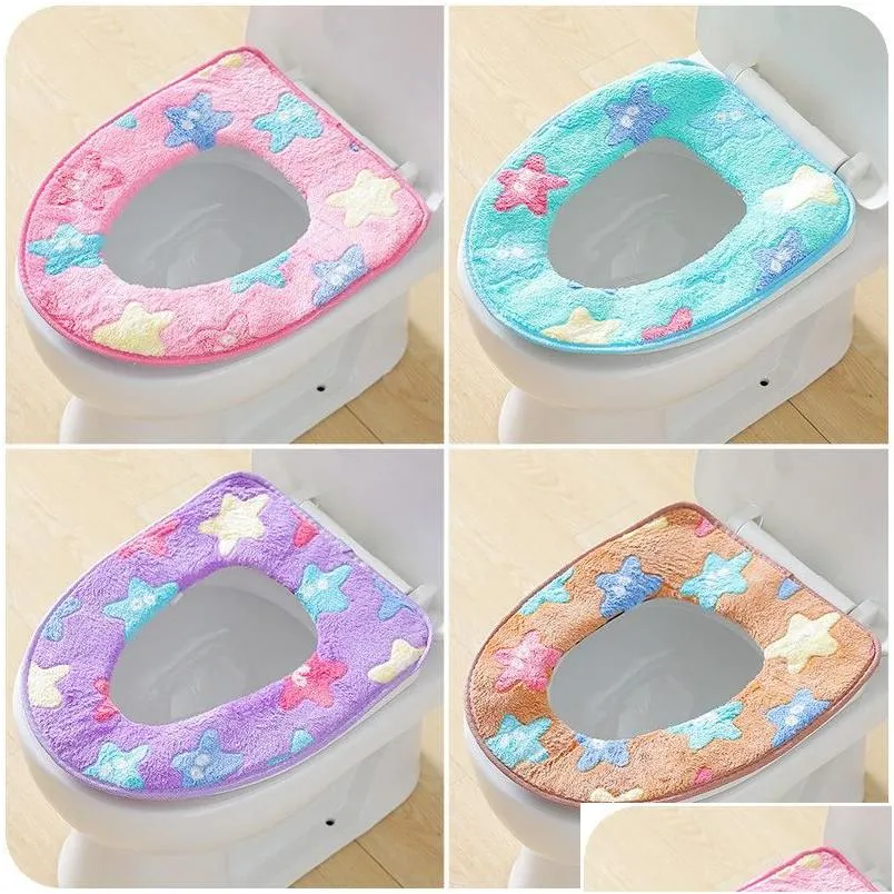 Toilet Seat Covers Pedestal Pan Flannel Cushion Pads Winter Warmer Soft Er Use In Oshaped Flush Comfortable Bathroom Products Drop D Dh4Qx