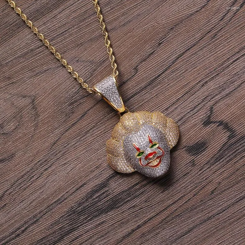 Pendant Necklaces Hip Hop Jewelry Iced Out Bling Classic Clown Necklace Gold Color Tennis Chain Halloween Horror For Men Women