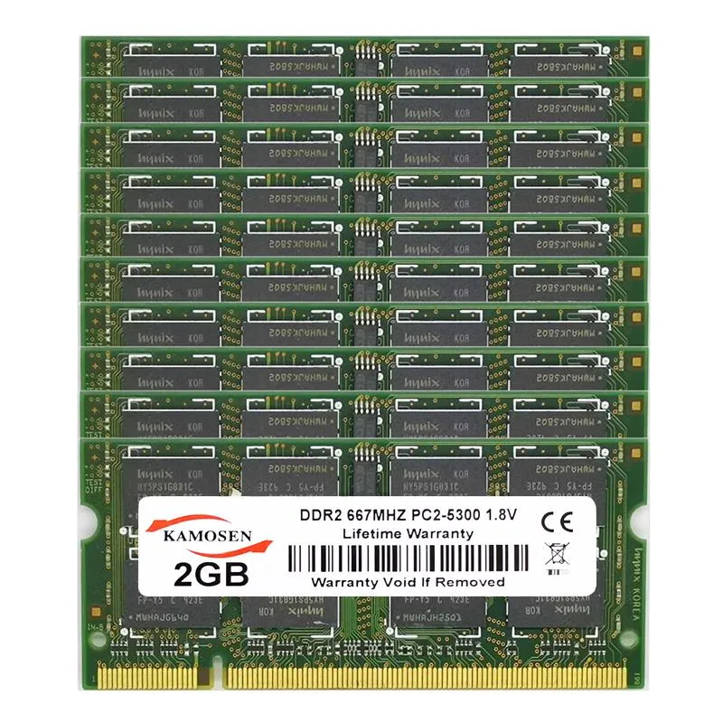 RAMS 10pcs lote 2GB PC25300S DDR2 667MHz 204pin 1.8V Sodimm Ram Memory