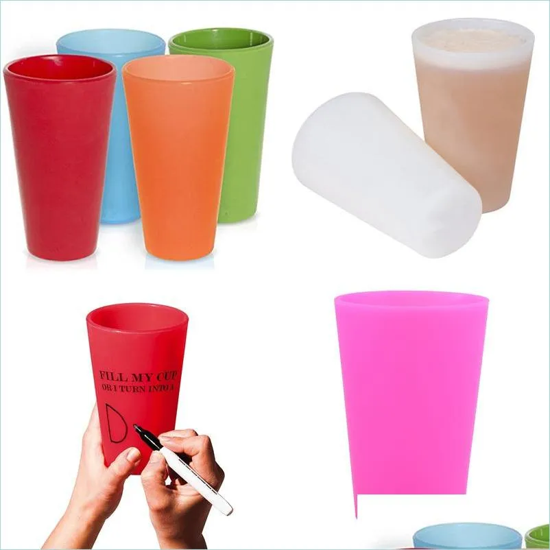 Vingglasögon återanvändbar Sile Portable Tryckt utomhusöl Drinking Cup för resepicknickpool Cam Drop Delivery Home Garden Kitchen D DHZQI