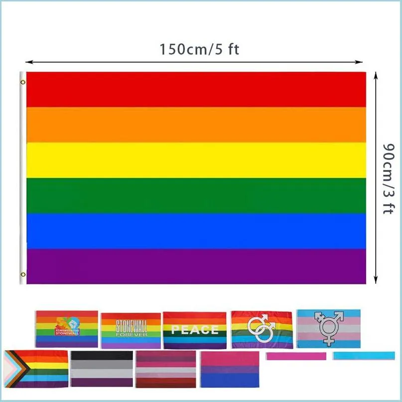 Banner-Flaggen, 12 Designs, 3 x 5 Fuß, 90 x 150 cm, Philadelphia, Phily, gerader Verbündeter, Fortschritt, LGBT, Regenbogen, Gay-Pride-Flagge, Drop-Lieferung nach Hause, Gar Dhlby