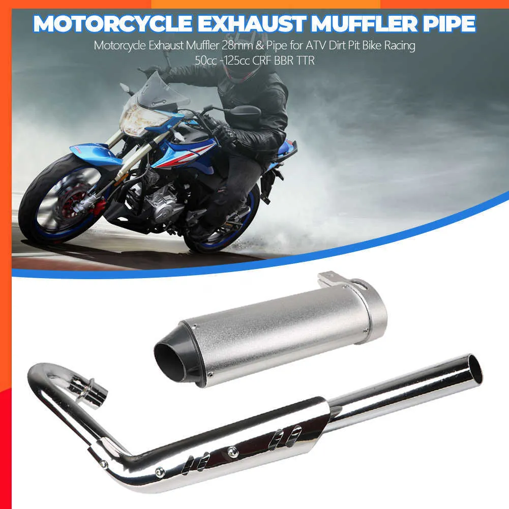 New 28mm Motorcycle Exhaust Muffler Pipe 50cc -125cc CRF BBR TTR Thumpstar Pit Bike Dirt Bike Exhaust Motor Bike Accessories