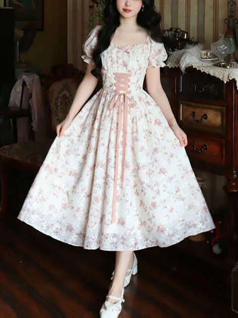 Elegant Ladies Flowered Dresses: French Style Midi Dress for Parties - Shop  Now! from Dhgate Basic & Casual Dresses - price 24.79