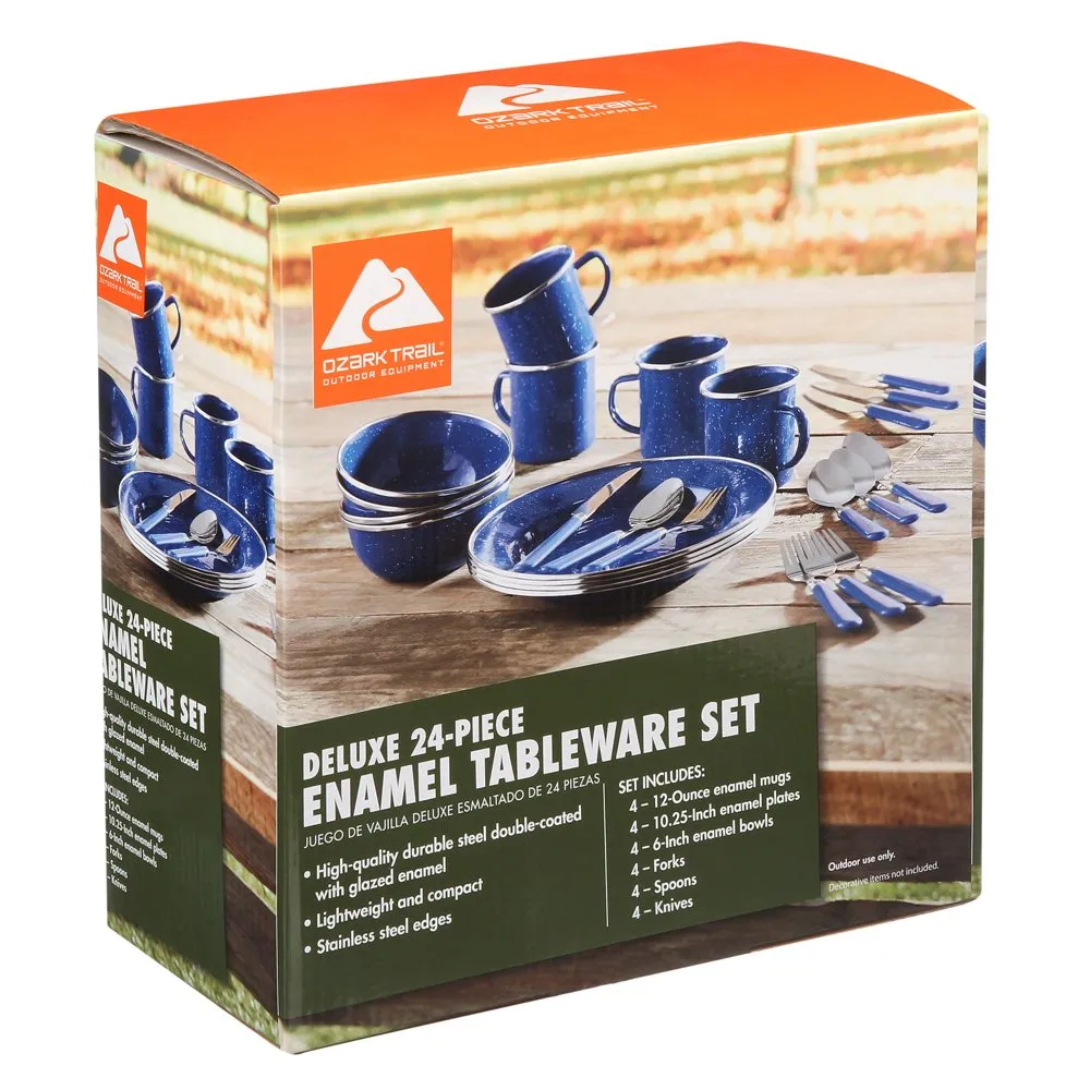 Enamel Blue Dinnerware Set By Ozark Trail From Hmkjhome, 40.46