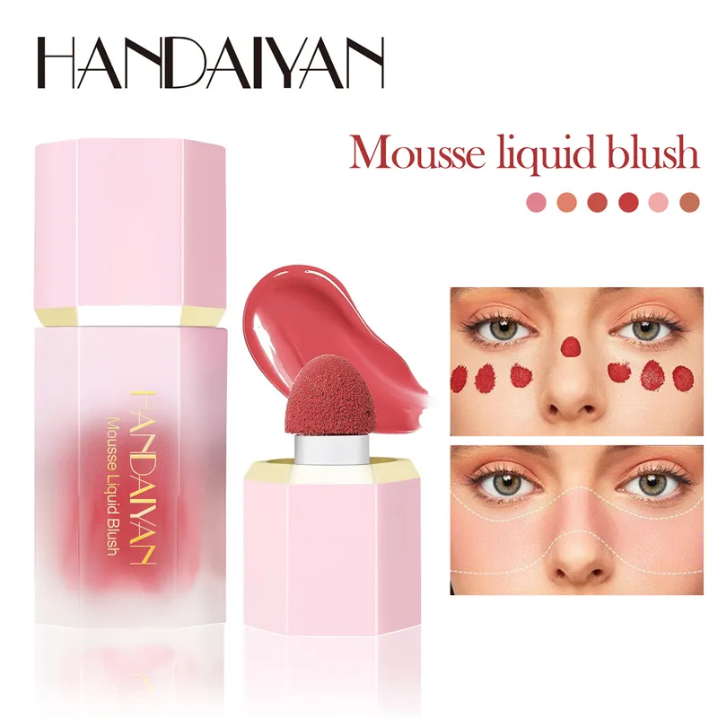 Liquid Blush Cheek Tint Sponge Tip Soft Slät ansikte Kontur Makeup Blusher Rouge Watertproof Long varaktiga krämiga kosmetika