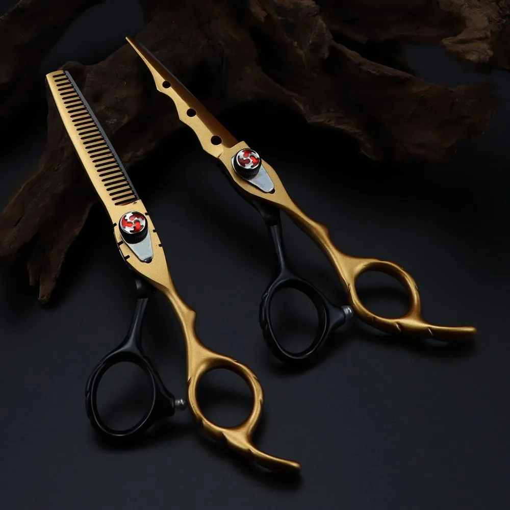 Verktyg Professional Japan Steel 6 '' 7 Färger Flame Gem Hair Scissors Set Cutting Barber Haircut Thinning Shears Frisörsax