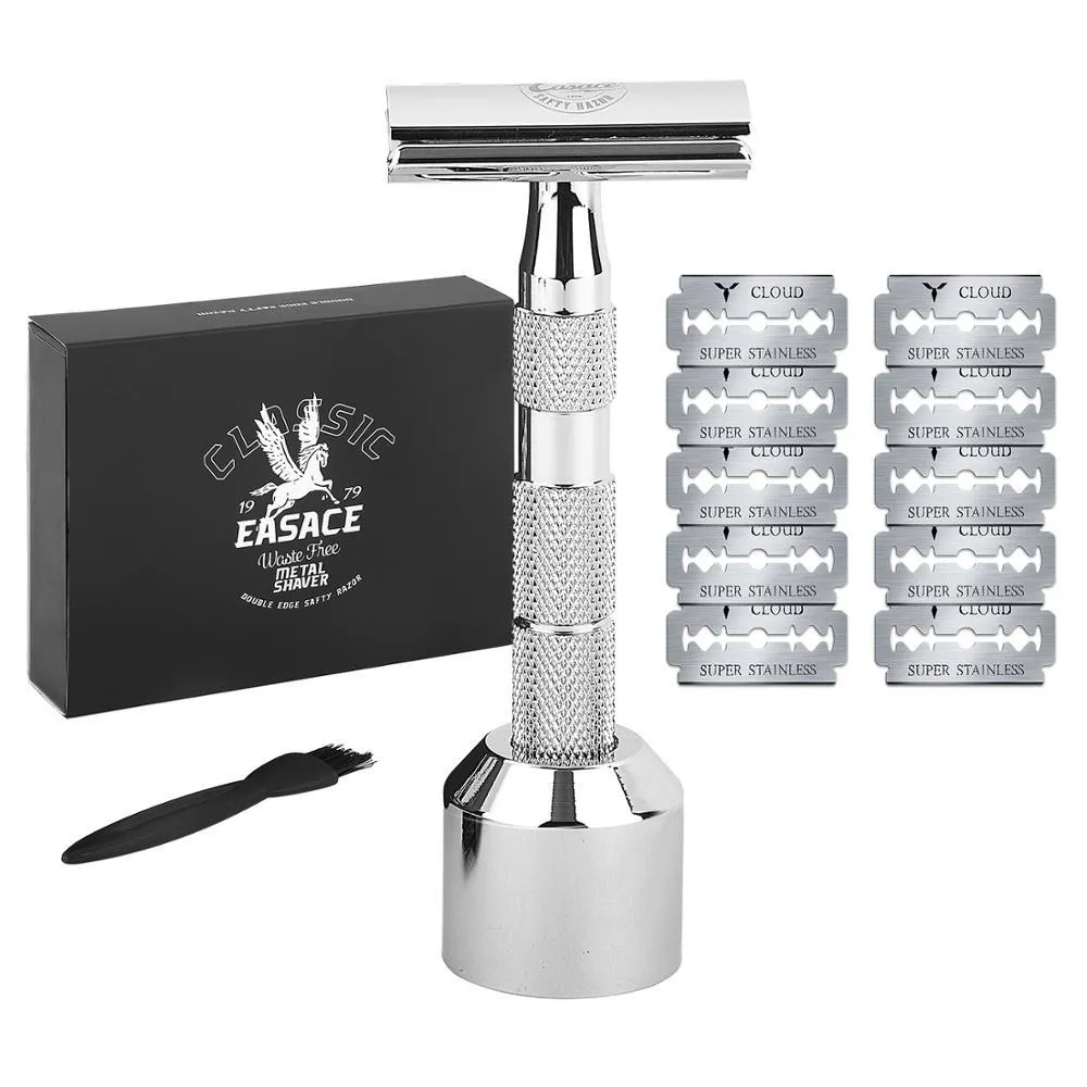 Blades EASACE high quality double edge blade metal razor with pedestal 10 blades