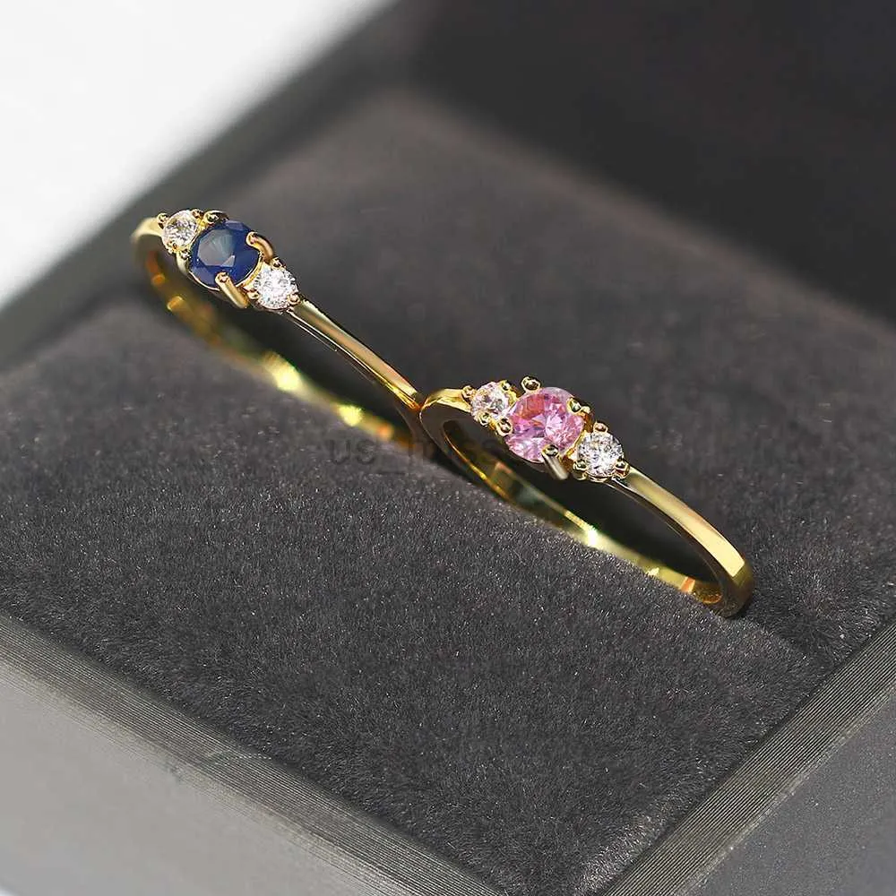 حلقات الفرقة Zhouyang Slim Wedding Dainty Rings للنساء حساسة Zirconia Zirconia الخفيفة الذهب اقتراح هدية أصابع الهدية المجوهرات R872 J230531