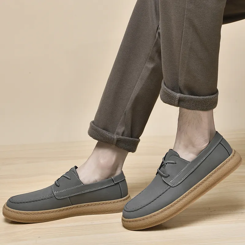 Hommes chaussures en cuir de vache à lacets à la mode Style britannique chaussures hommes marque mode affaires loisirs doux à lacets chaussures plates taille 37-46