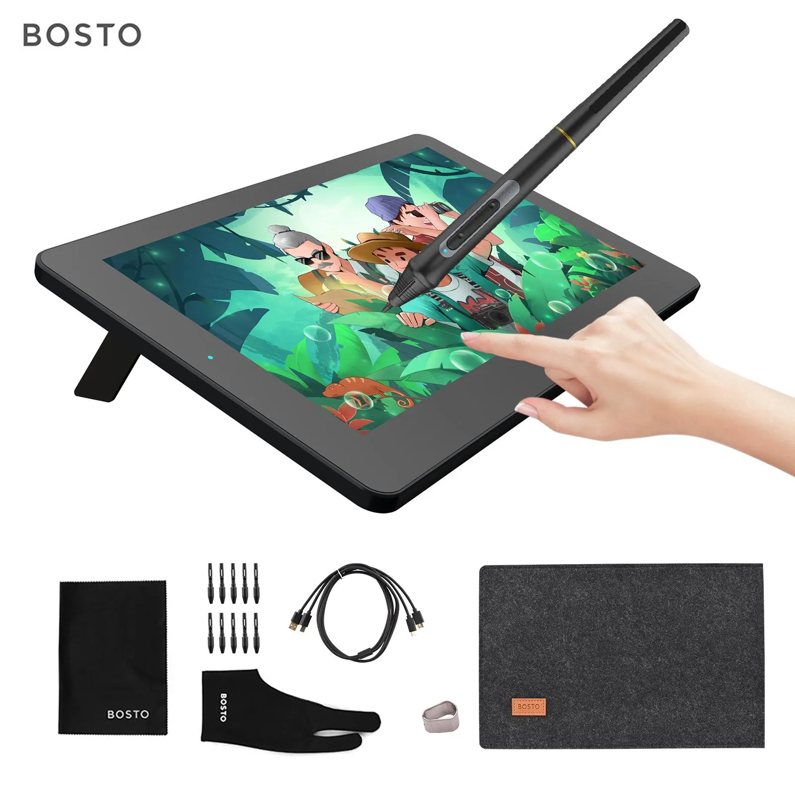 Tablets BOSTO BT12HD/BT12HDT Drawing Tablet 11.6 Inch HD HIPS LCD Graphics Drawing Tablet 1366*768 Display 8192 Pressure Level