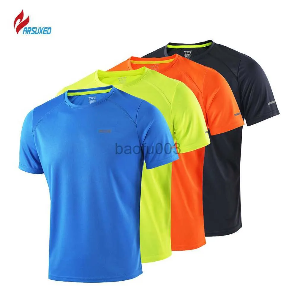 Herr t-shirts arsuxeo sommar springande sport t shirt män gym shirt korta ärmar snabb torr tröja fitness crossfit mäns tennis träning skjorta j230531