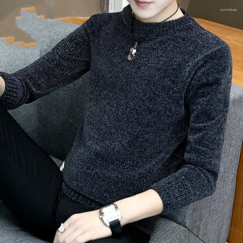 Męskie swetry zimowe męskie polar gęstwy model linie sweter młodzieżowy baza koreańskiej wersji moda