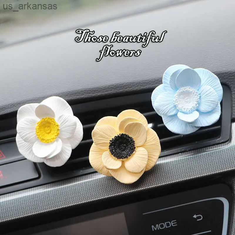 Interior Decorations Creative fashion anemone air outlet aromatherapy cute car threedimensional fragrance flower decoration small gift 0209 L230523