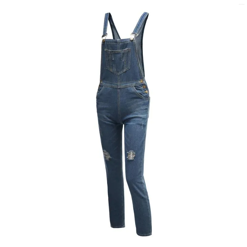 Jeans pour femmes Long Denim Jumpsuit Casual Women's Fashion LaceLoose Salopette Plus Size